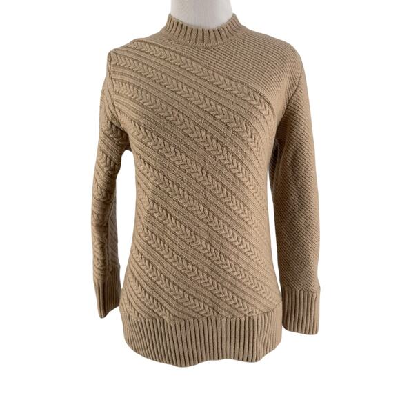 EQUIPMENT Women\'s Sesame Seranon 100% Wool Cable Knit Sweater Size XXS